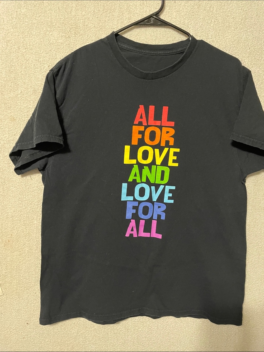 Black Rainbow Text Tee - Inclusive Love Graphic
